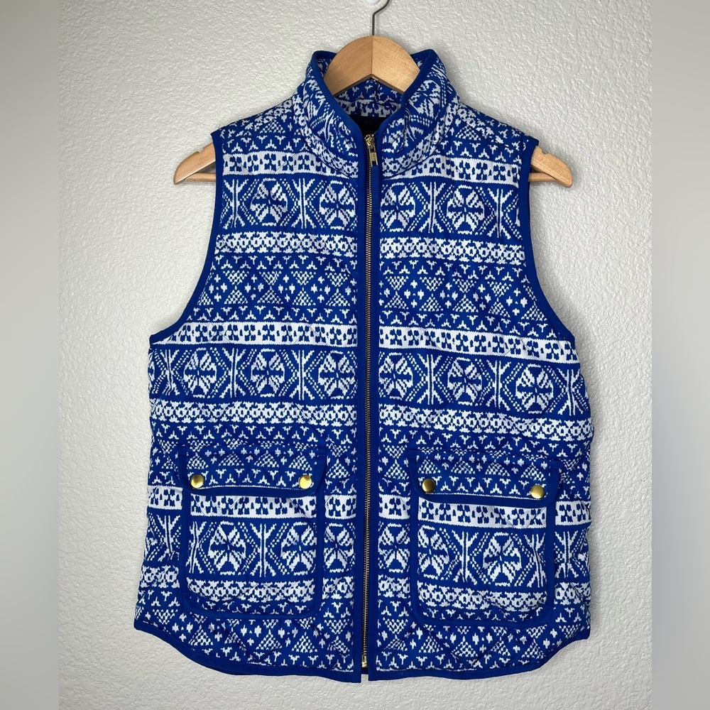 J Crew Fair Isle Quilted Down Vest, M